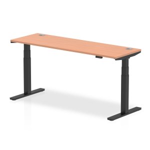 Sit-Stand Desk | 1800 x 600mm | Silver Legs | Walnut Top | Cable Ports | Air