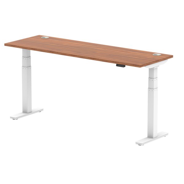 Sit-Stand Desk | 1800 x 600mm | White Legs | Walnut Top | Cable Ports | Air