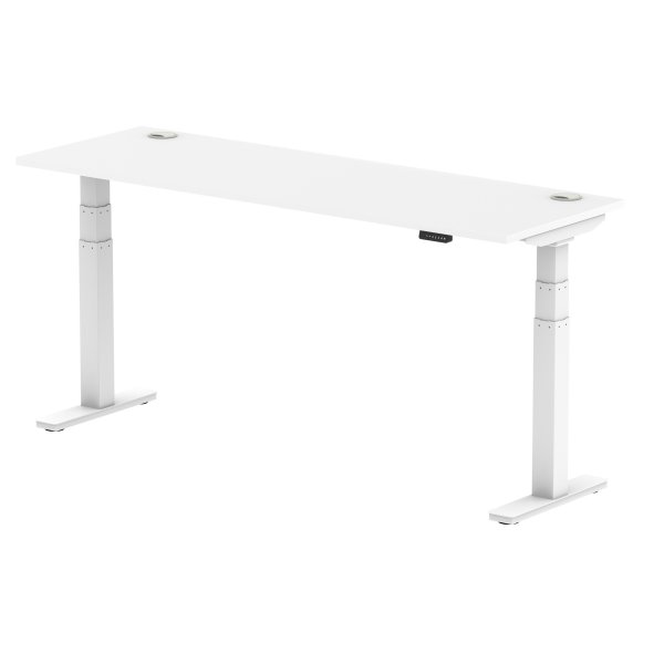 Sit-Stand Desk | 1800 x 600mm | White Legs | White Top | Cable Ports | Air