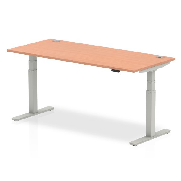 Sit-Stand Desk | 1800 x 800mm | Silver Legs | Beech Top | Cable Ports | Air
