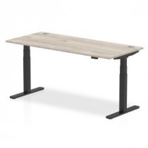 Sit-Stand Desk | 1800 x 800mm | Black Legs | Grey Oak Top | Cable Ports | Air