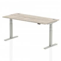 Sit-Stand Desk | 1800 x 800mm | Silver Legs | Grey Oak Top | Cable Ports | Air