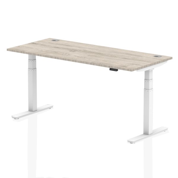 Sit-Stand Desk | 1800 x 800mm | Grey Oak Legs | Grey Oak Top | Cable Ports | Air