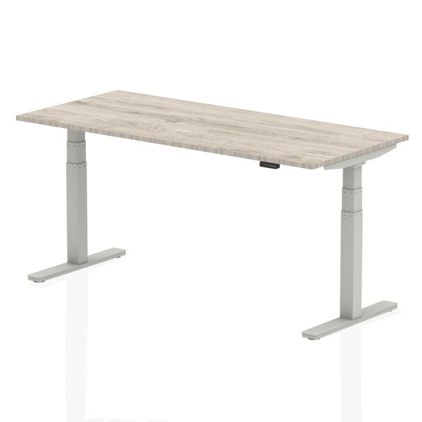 Sit-Stand Desk | 1800 x 800mm | Silver Legs | Grey Oak Top | Air
