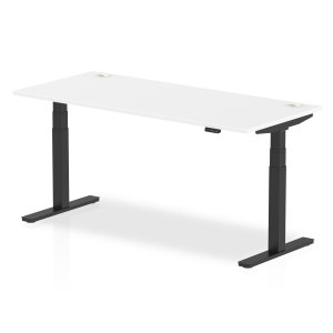 Sit-Stand Desk | 1800 x 800mm | Black Legs | White Top | Cable Ports | Air