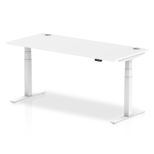 Sit-Stand Desk | 1800 x 800mm | White Legs | White Top | Cable Ports | Air