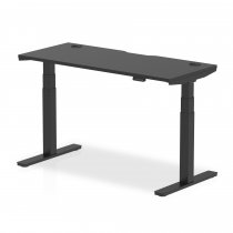 Sit-Stand Desk | 1400 x 600mm | Black Legs | Black Top | Cable Ports | Air Black Series