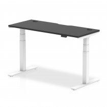 Sit-Stand Desk | 1400 x 600mm | White Legs | Black Top | Cable Ports | Air Black Series