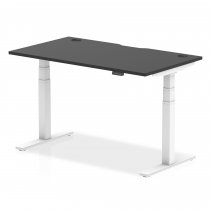 Sit-Stand Desk | 1400 x 800mm | White Legs | Black Top | Cable Ports | Air Black Series
