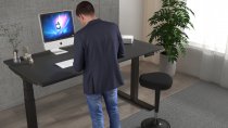 Sit-Stand Desk | 1600 x 600mm | Black Legs | Black Top | Cable Ports | Air Black Series