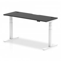 Sit-Stand Desk | 1600 x 600mm | White Legs | Black Top | Cable Ports | Air Black Series