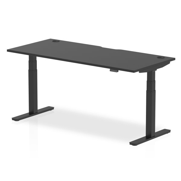 Sit-Stand Desk | 1800 x 800mm | Black Legs | Black Top | Cable Ports | Air Black Series