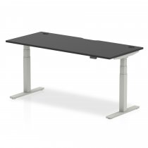 Sit-Stand Desk | 1800 x 800mm | Silver Legs | Black Top | Cable Ports | Air Black Series