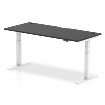 Sit-Stand Desk | 1800 x 800mm | White Legs | Black Top | Cable Ports | Air Black Series