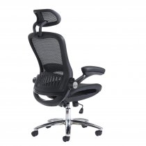 Mesh Back Executive Chair | Adjustable Headrest | Black | Curva