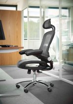 Mesh Back Executive Chair | Adjustable Headrest | Black | Curva