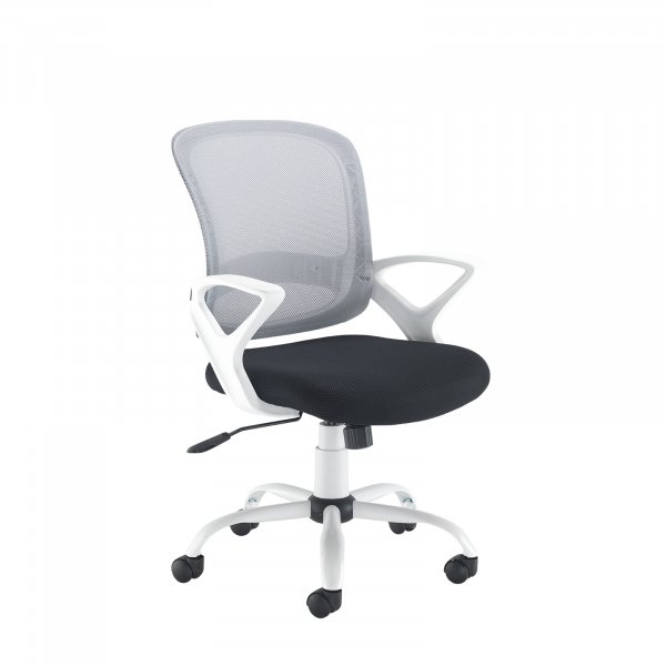Mesh Back Operator Chair | Fixed Loop Arms | Black & White | Tyler