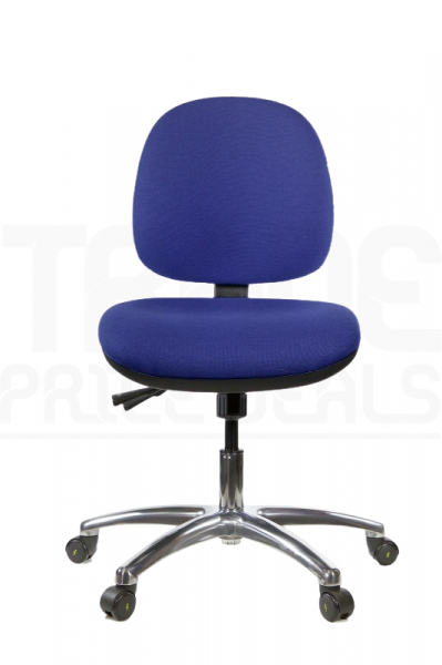 ESD Low Chair | Medium Back | No Arms | Independent Seat Tilt | Braked Castors | Cobalt Blue | E-Tech