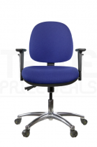 ESD Low Chair | Medium Back | Adjustable Arms | Static Seat | Braked Castors | Cobalt Blue | E-Tech