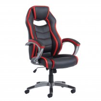 Executive Chair | High Back | Faux Leather | Black & Red | Jensen