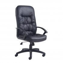 High Back Executive Chair | Leather Faced | Black | King