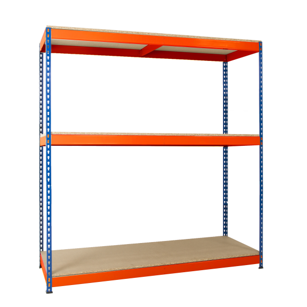 Heavy Duty Racking | 1830h x 915w x 305d mm | Chipboard Shelves | 600kg Max Weight per Shelf | 3 Levels | Blue & Orange | TradeMax UHD