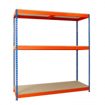 Heavy Duty Racking | 1830h x 915w x 457d mm | Chipboard Shelves | 600kg Max Weight per Shelf | 3 Levels | Blue & Orange | TradeMax UHD