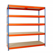 Heavy Duty Racking | 1830h x 915w x 610d mm | Chipboard Shelves | 600kg Max Weight per Shelf | 5 Levels | Blue & Orange | TradeMax UHD
