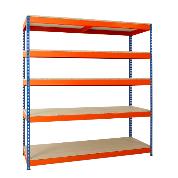Heavy Duty Racking | 1980h x 2135w x 762d mm | Chipboard Shelves | 450kg Max Weight per Shelf | 5 Levels | Blue & Orange | TradeMax UHD