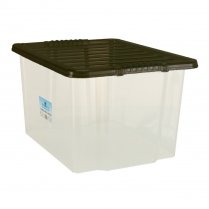 Clear Plastic Storage Box with Lid | 30 Litre | 260h x 450w x 350d mm