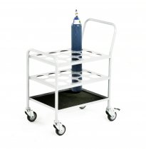 Small Cylinder Trolley | For 12 x Size D or E Oxygen Cylinders | 108mm Hole Supports with Rubber Cushioned Deck