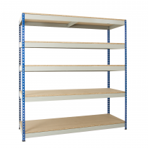 Heavy Duty Racking | 1830h x 915w x 610d mm | Chipboard Shelves | 600kg Max Weight per Shelf | 5 Levels | Blue & Grey | TradeMax UHD