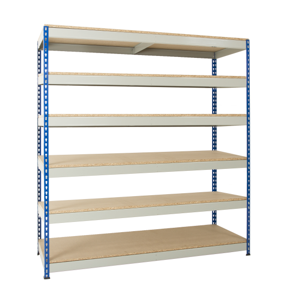 Heavy Duty Racking | 1830h x 1525w x 915d mm | Chipboard Shelves | 500kg Max Weight per Shelf | 6 Levels | Blue & Grey | TradeMax UHD