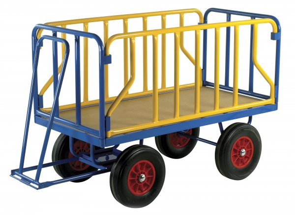 Turntable Platform Trailer Truck | Side & End Supports | 1500 x 750mm | Steel Deck | Parking Brake | Pneumatic Tyres | Max Load 750KG | Loadtek