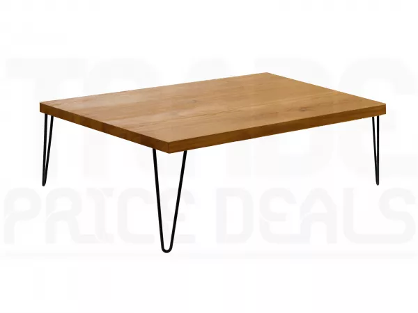 Solid Wood Coffee Table 1200 X 600mm, Coffee Table Oak Top Black Legs