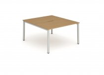 Bench Desk | 1.2 x 1.6m | Back to Back | 2 Person | Silver Legs | Oak Top | Evolve Plus