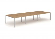 Bench Desk | 3.6 x 1.6m x 1600mm | Back to Back | 6 Person | Silver Legs | Oak Top | Evolve Plus