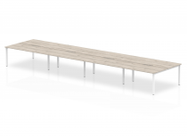Bench Desk | 4.8 x 1.6m | Back to Back | 8 person | White Legs | Grey Oak Top | Evolve Plus