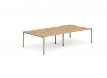 Bench Desk | 2.8 x 1.6m | Back to Back | 4 Person | Silver Legs | Beech Top | Evolve Plus