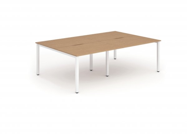 Bench Desk | 2.8 x 1.6m | Back to Back | 4 Person | White Legs | Oak Top | Evolve Plus