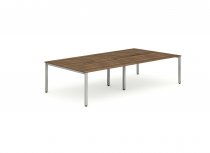 Bench Desk | 2.8 x 1.6m | Back to Back | 4 Person | Silver Legs | Walnut Top | Evolve Plus