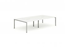 Bench Desk | 2.8 x 1.6m | Back to Back | 4 Person | Silver Legs | White Top | Evolve Plus