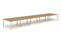 Bench Desk | 7 x 1.6m | Back to Back | 10 Person | Silver Legs | Oak Top | Evolve Plus