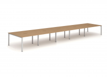 Bench Desk | 8 x 1.6m | Back to Back | 10 Person | Silver Legs | Oak Top | Evolve Plus