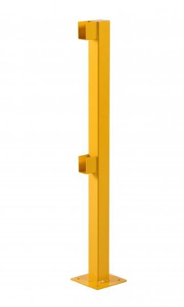Lift Out Twin Rail End Barrier Post | 1100 x 80 x 80mm | Yellow