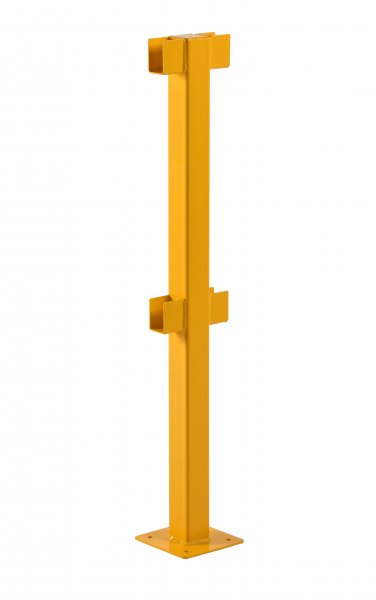 Lift Out Twin Rail Centre Barrier Post | 1100 x 80 x 80mm | Yellow