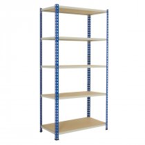 Industrial Shelving | 2135h x 915w x 305d mm | Chipboard Shelves | 150kg Max Weight per Shelf | 5 Levels | Blue & Grey | TradeMax HD