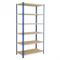 Industrial Shelving | 1830h x 1220w x 305d mm | Chipboard Shelves | 120kg Max Weight per Shelf | 6 Levels | Blue & Grey | TradeMax HD
