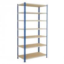 Industrial Shelving | 1830h x 1220w x 457d mm | Chipboard Shelves | 120kg Max Weight per Shelf | 7 Levels | Blue & Grey | TradeMax HD