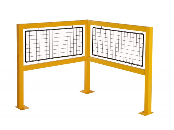 Fully Welded Corner Walkway Barrier | Mesh Panel | 1100 x 1200 x 1200mm | Yellow